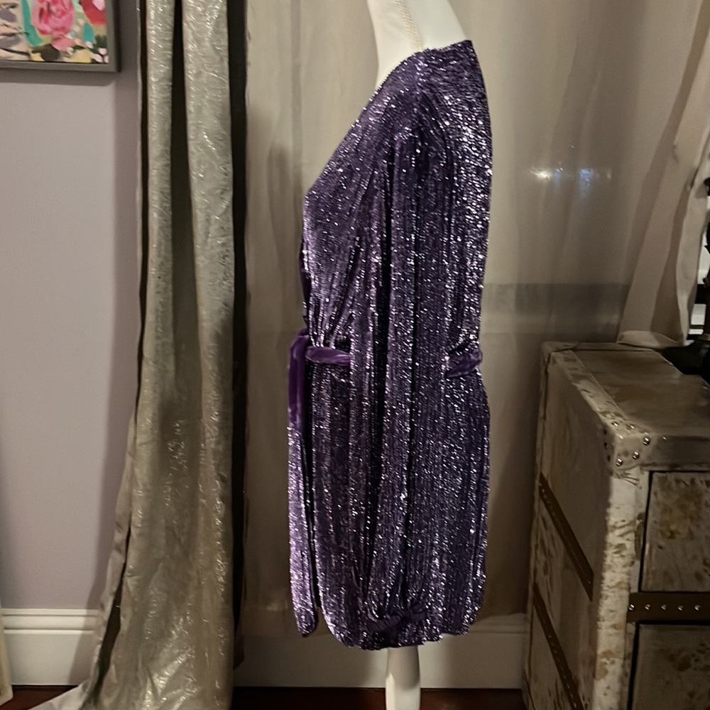 Women's Purple  Gabrielle Sequin-embellished Wrap Dress - Picture 2 of 4